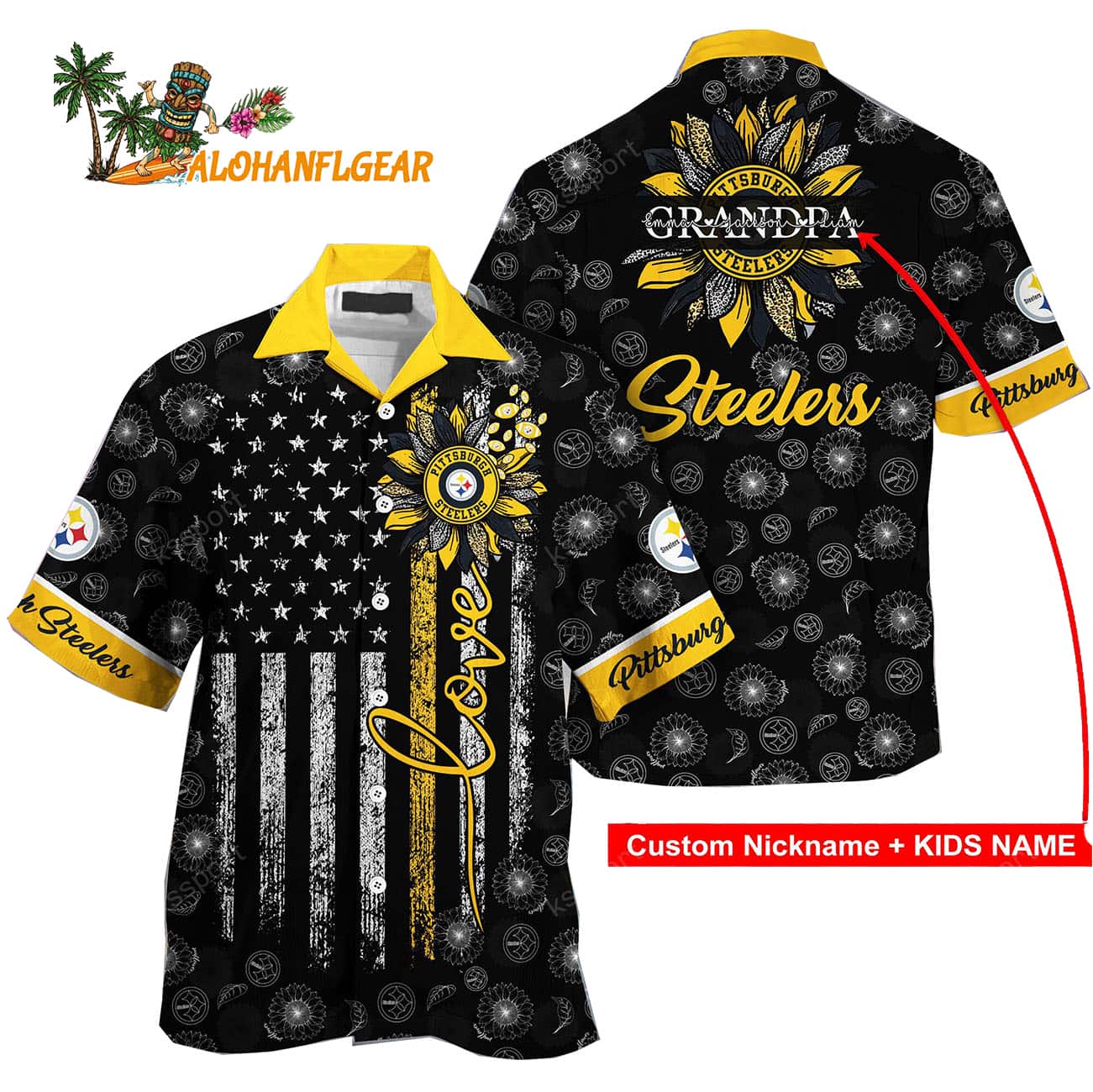 Personalized Pittsburgh Steelers Sunflower Day Hawaiian Shirt Gifts For Mother Day And Father Day Personalized Pittsburgh Steelers Sunflower Day Hawaiian Shirt Gifts For Mother Day And Father Day