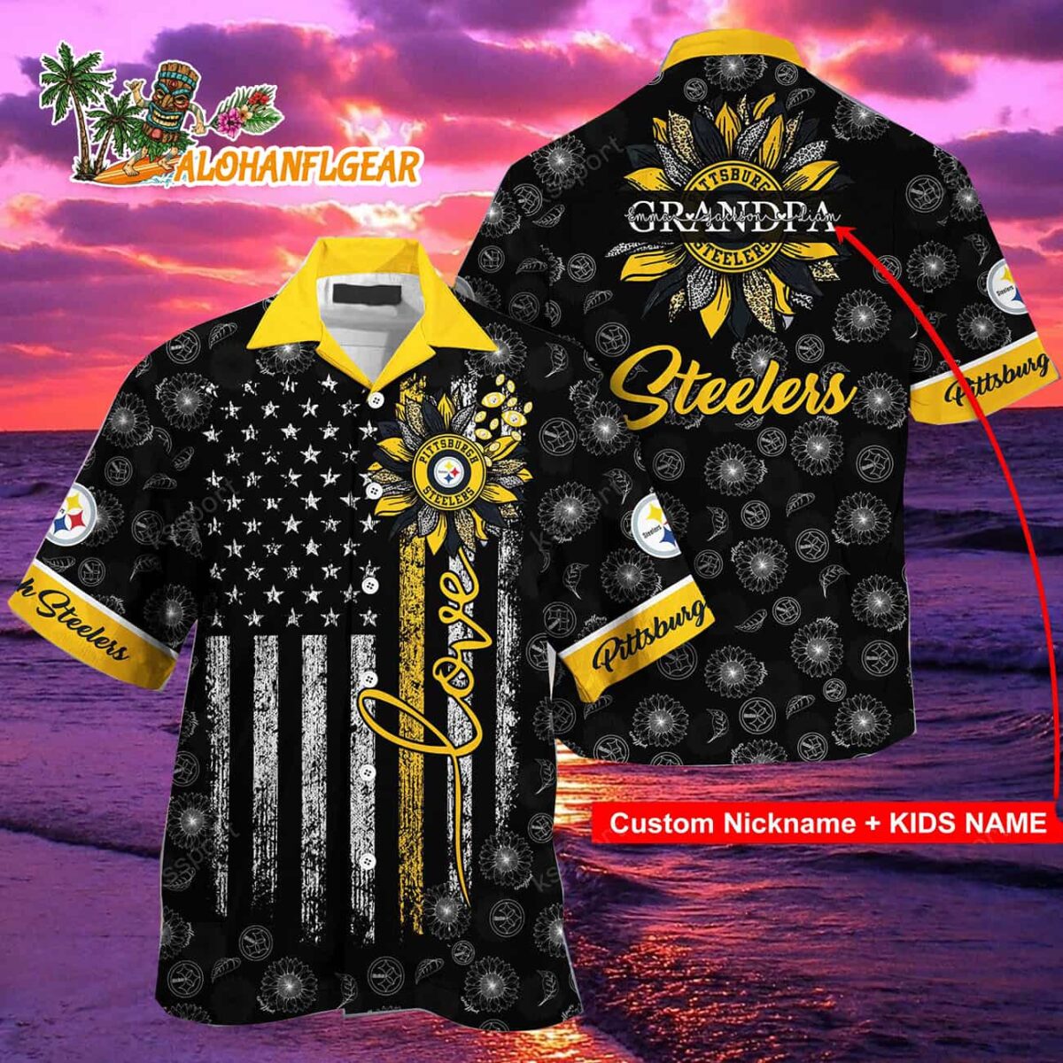 Personalized Pittsburgh Steelers Sunflower Day Hawaiian Shirt Gifts For Mother Day And Father Day 2