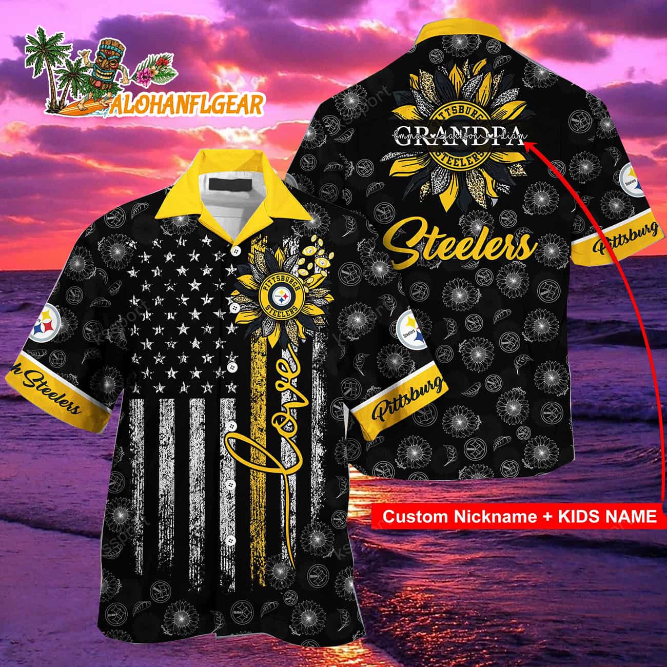 Personalized Pittsburgh Steelers Sunflower Day Hawaiian Shirt Gifts For Mother Day And Father Day Personalized Pittsburgh Steelers Sunflower Day Hawaiian Shirt Gifts For Mother Day And Father Day
