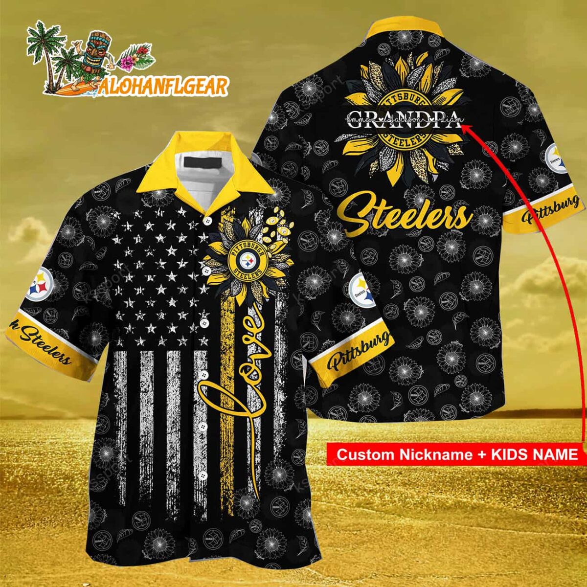 Personalized Pittsburgh Steelers Sunflower Day Hawaiian Shirt Gifts For Mother Day And Father Day 3