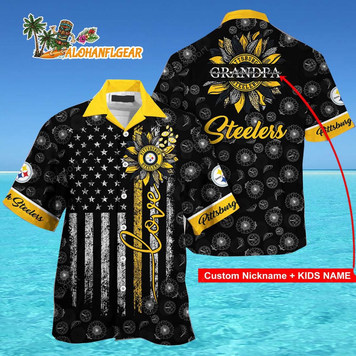 Personalized Pittsburgh Steelers Sunflower Day Hawaiian Shirt Gifts For Mother Day And Father Day 4