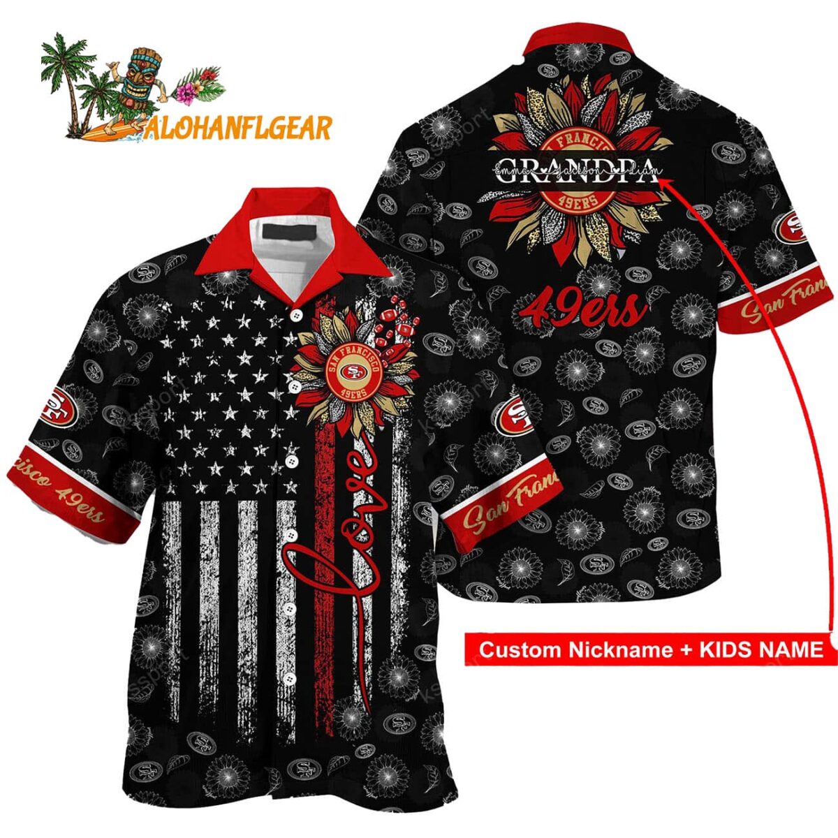 Personalized San Francisco 49ers Sunflower For Mother Day Father Day Hawaiian Shirt 1