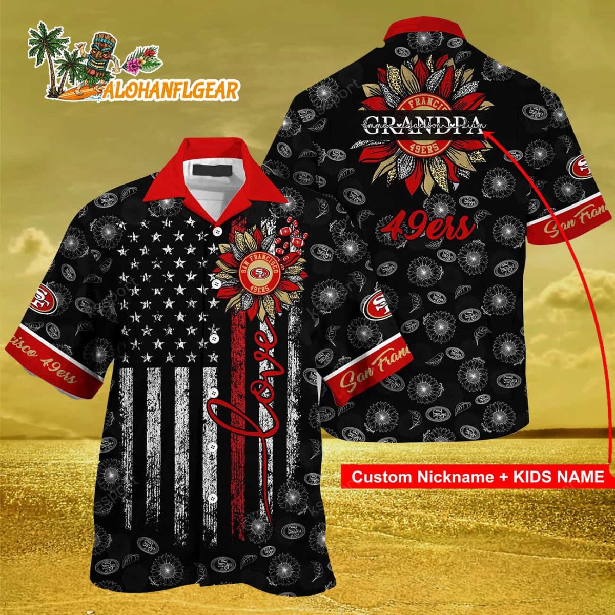 Personalized San Francisco 49ers Sunflower For Mother Day Father Day Hawaiian Shirt 3