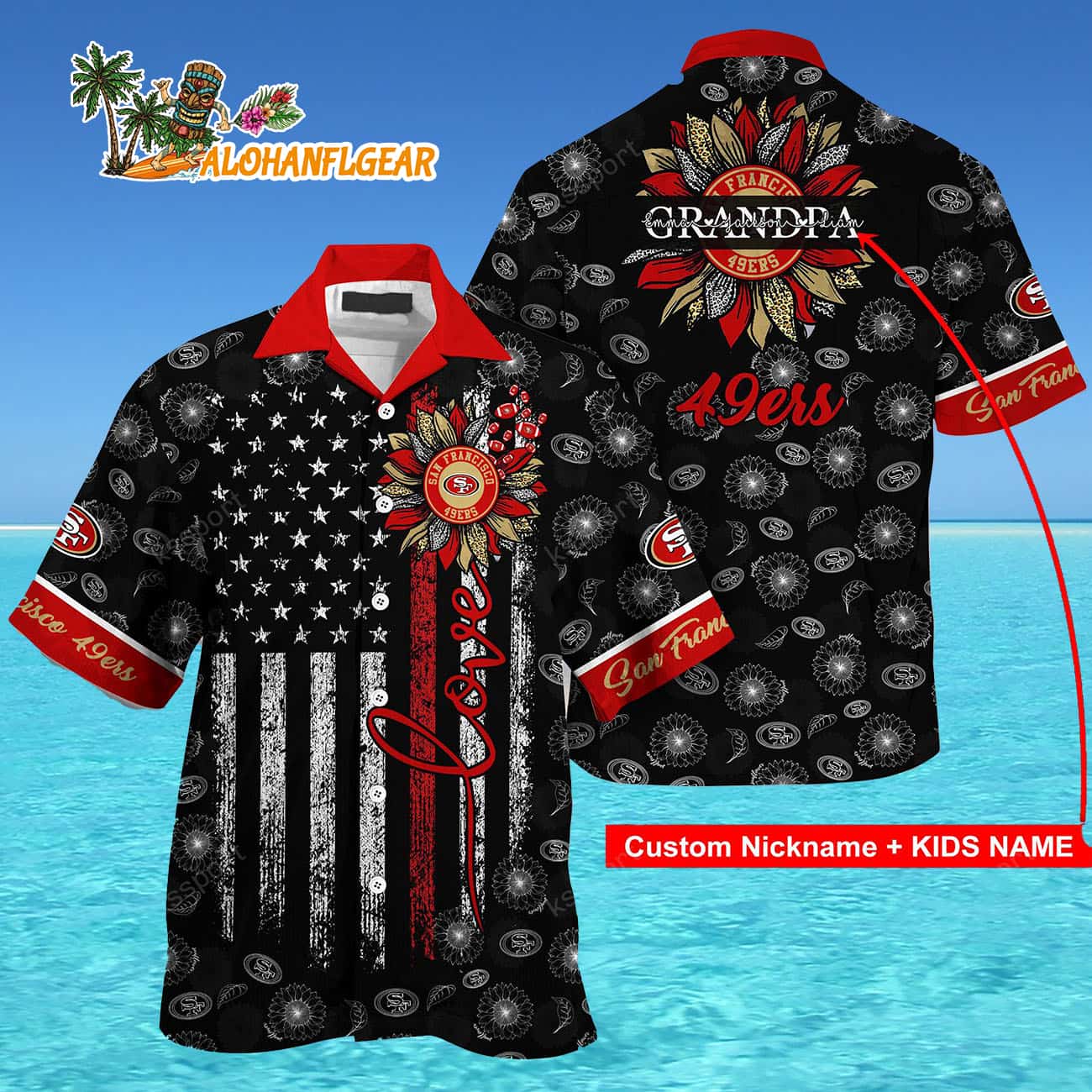 Personalized San Francisco 49ers Sunflower For Mother Day Father Day Hawaiian Shirt Personalized San Francisco 49ers Sunflower For Mother Day Father Day Hawaiian Shirt