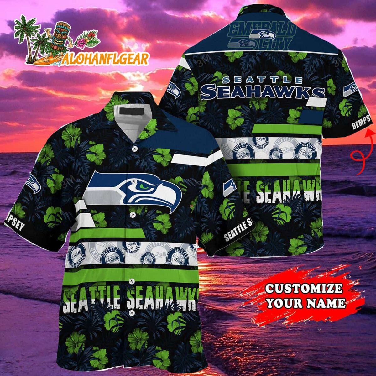 Personalized Seattle Seahawks Flower Summer Limited Hawaiian Shirt 2