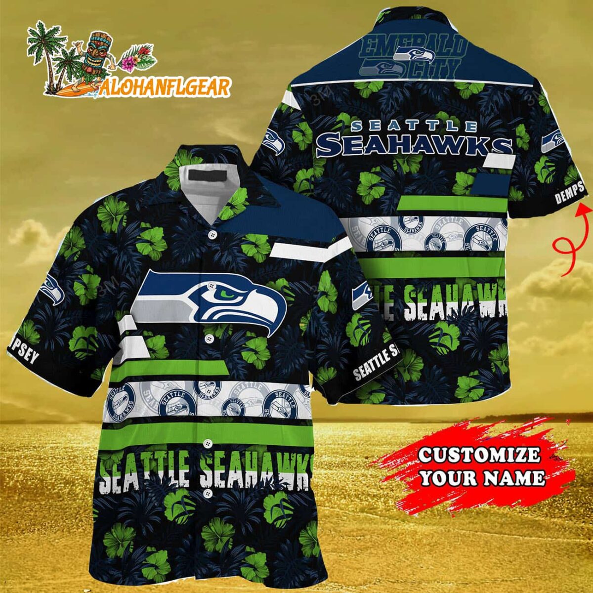 Personalized Seattle Seahawks Flower Summer Limited Hawaiian Shirt 3