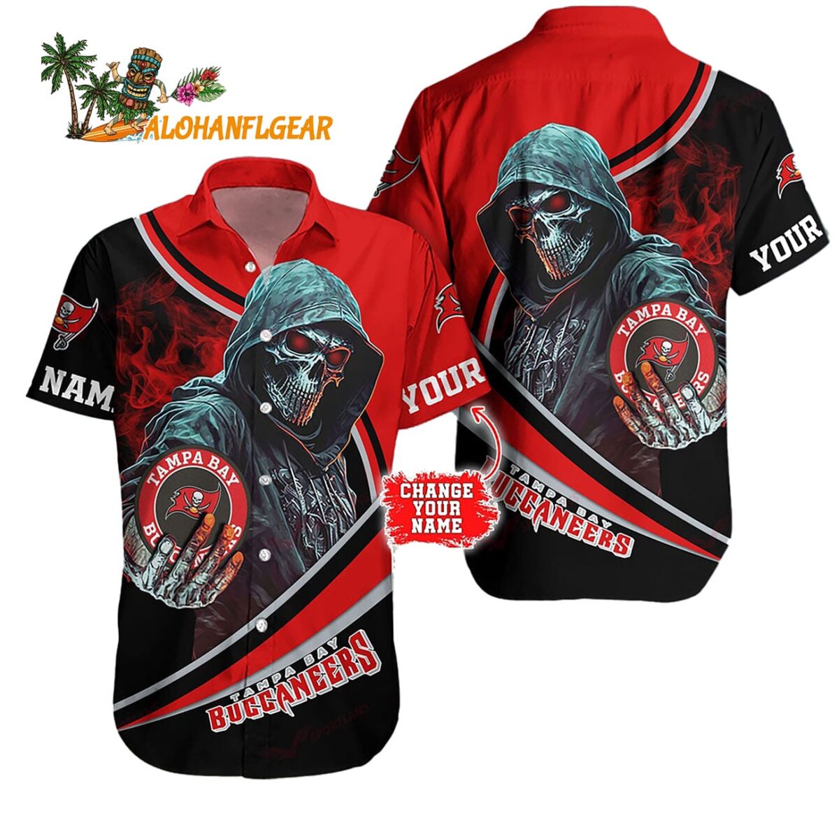 Personalized Tampa Bay Buccaneers Special Halloween Skull Hawaiian Shirt 1