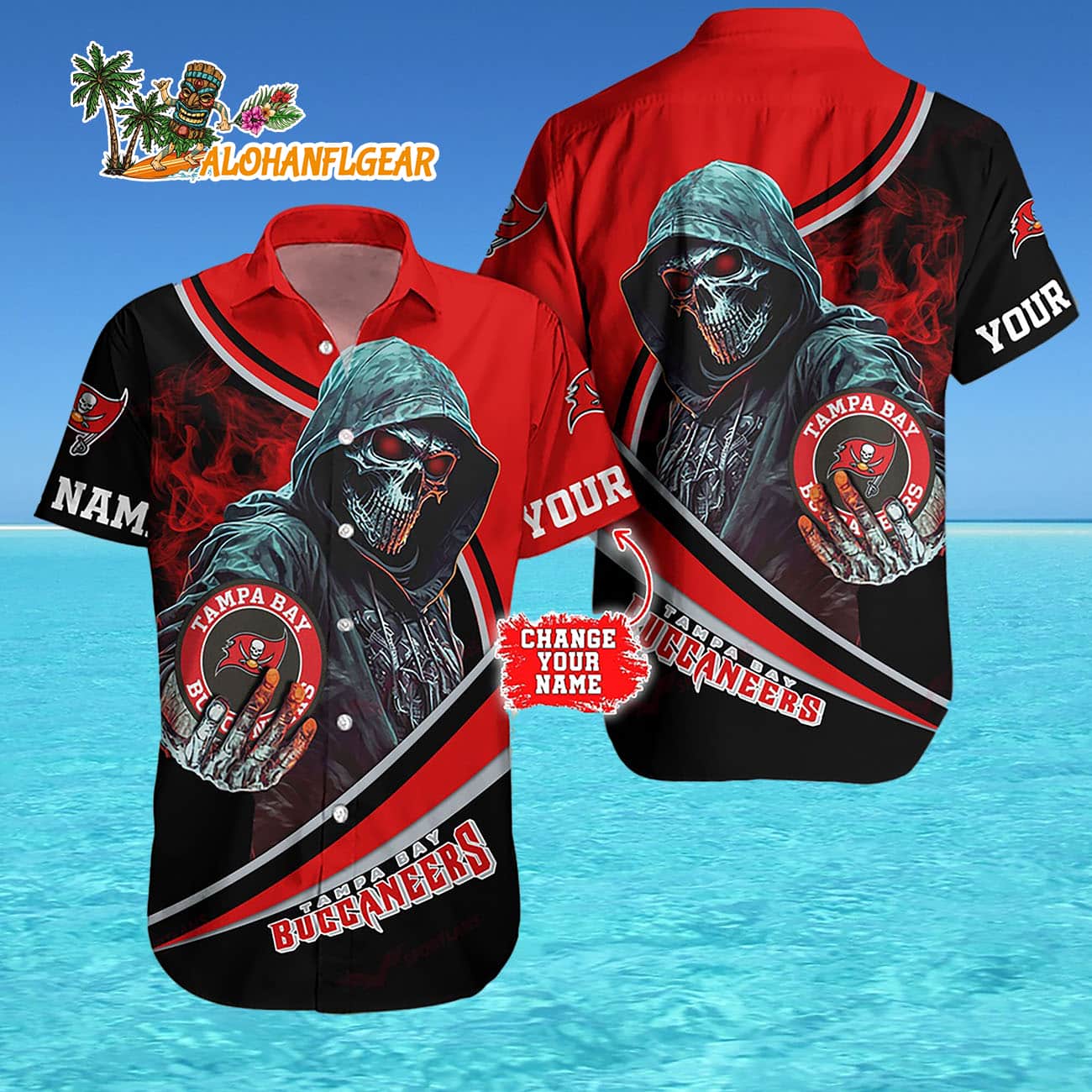 Personalized Tampa Bay Buccaneers Special Halloween Skull Hawaiian Shirt Personalized Tampa Bay Buccaneers Special Halloween Skull Hawaiian Shirt