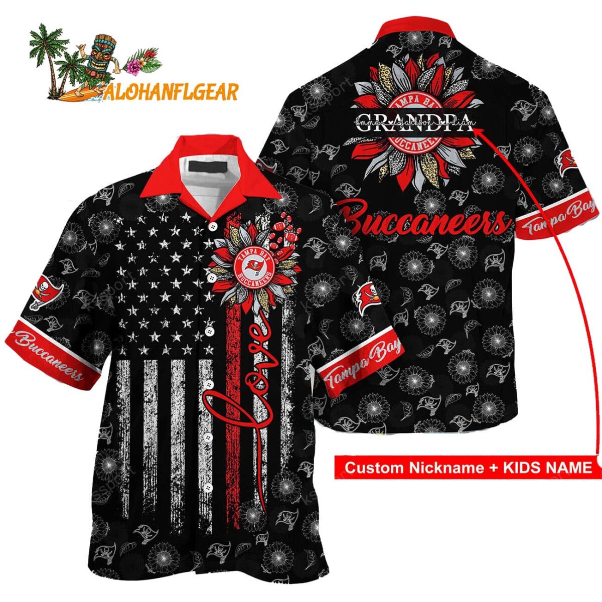Personalized Tampa Bay Buccaneers Sunflower For Mother Day Father Day Hawaiian Shirt 1