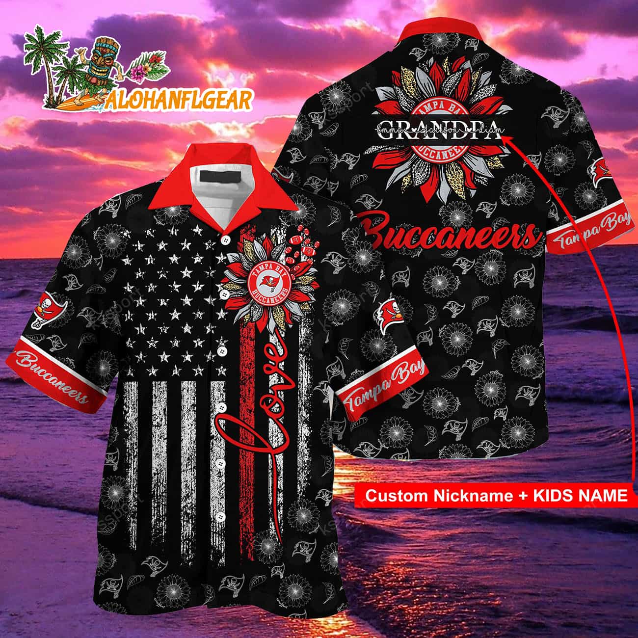 Personalized Tampa Bay Buccaneers Sunflower For Mother Day Father Day Hawaiian Shirt Personalized Tampa Bay Buccaneers Sunflower For Mother Day Father Day Hawaiian Shirt