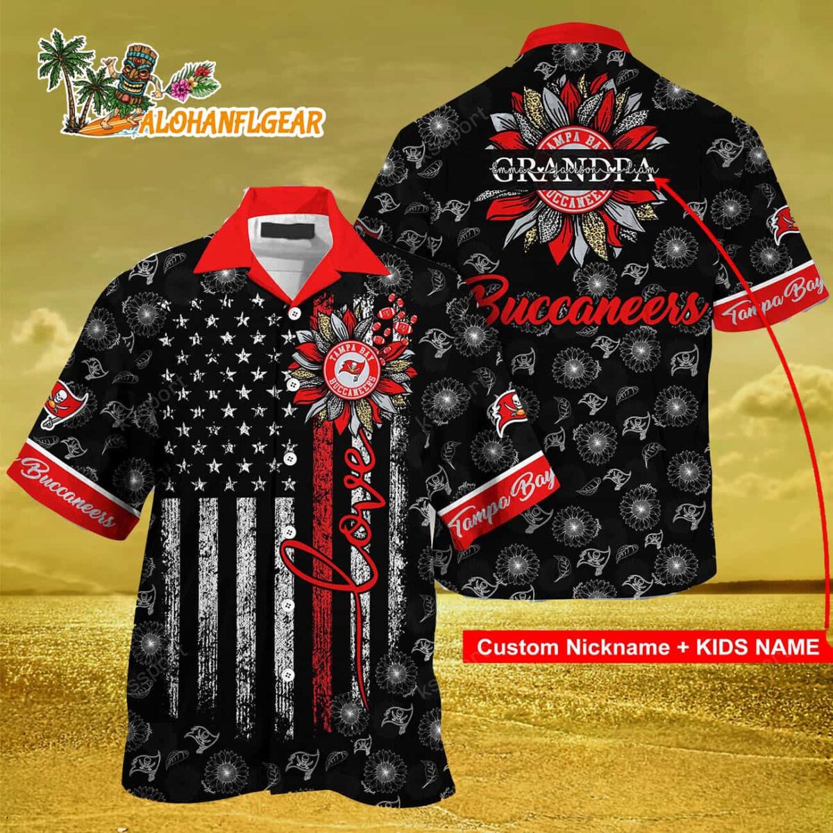Personalized Tampa Bay Buccaneers Sunflower For Mother Day Father Day Hawaiian Shirt 2 Personalized Tampa Bay Buccaneers Sunflower For Mother Day Father Day Hawaiian Shirt 3