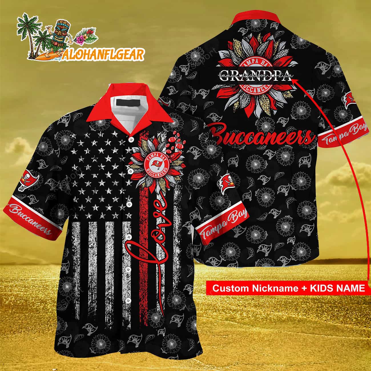 Personalized Tampa Bay Buccaneers Sunflower For Mother Day Father Day Hawaiian Shirt Personalized Tampa Bay Buccaneers Sunflower For Mother Day Father Day Hawaiian Shirt