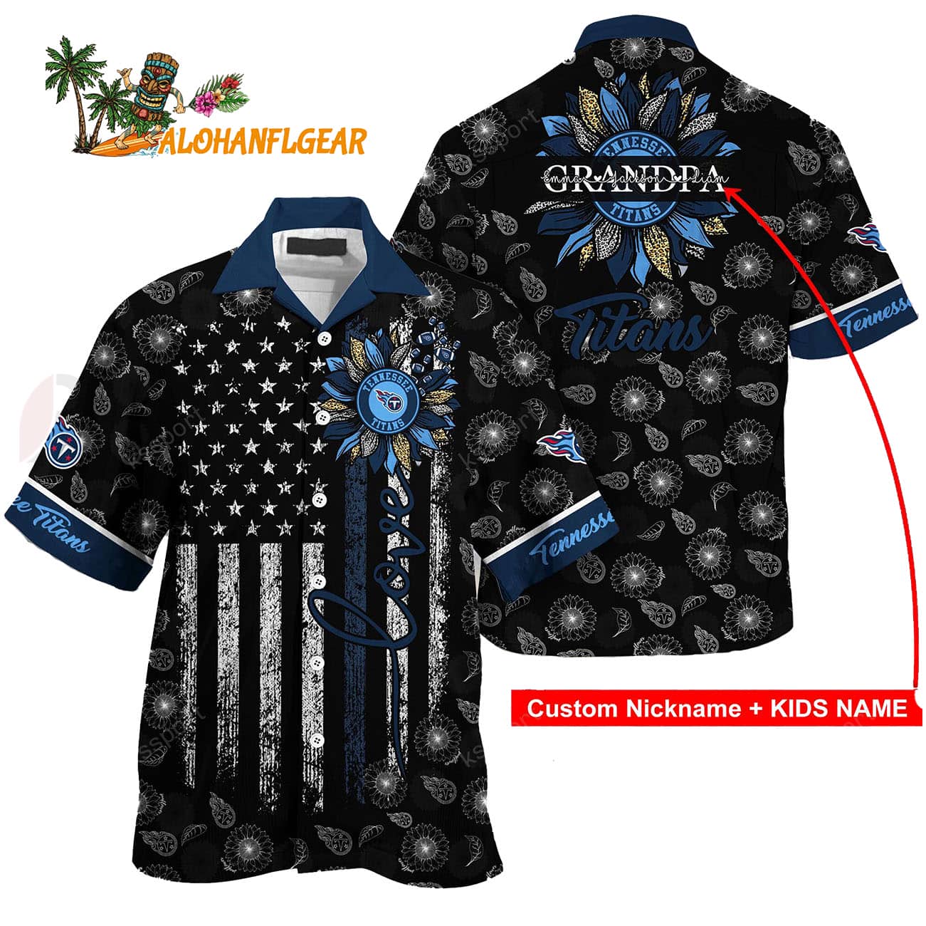 Personalized Tennessee Titans Sunflower For Mother Day Father Day Hawaiian Shirt Personalized Tennessee Titans Sunflower For Mother Day Father Day Hawaiian Shirt