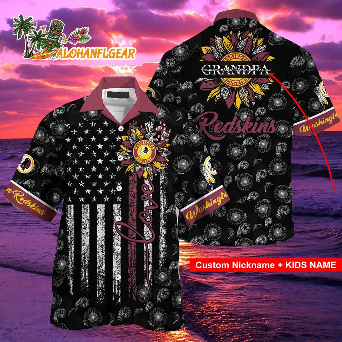 Personalized Washington Commanders Sunflower For Mother Day Father Day Hawaiian Shirt Personalized Washington Commanders Sunflower For Mother Day Father Day Hawaiian Shirt