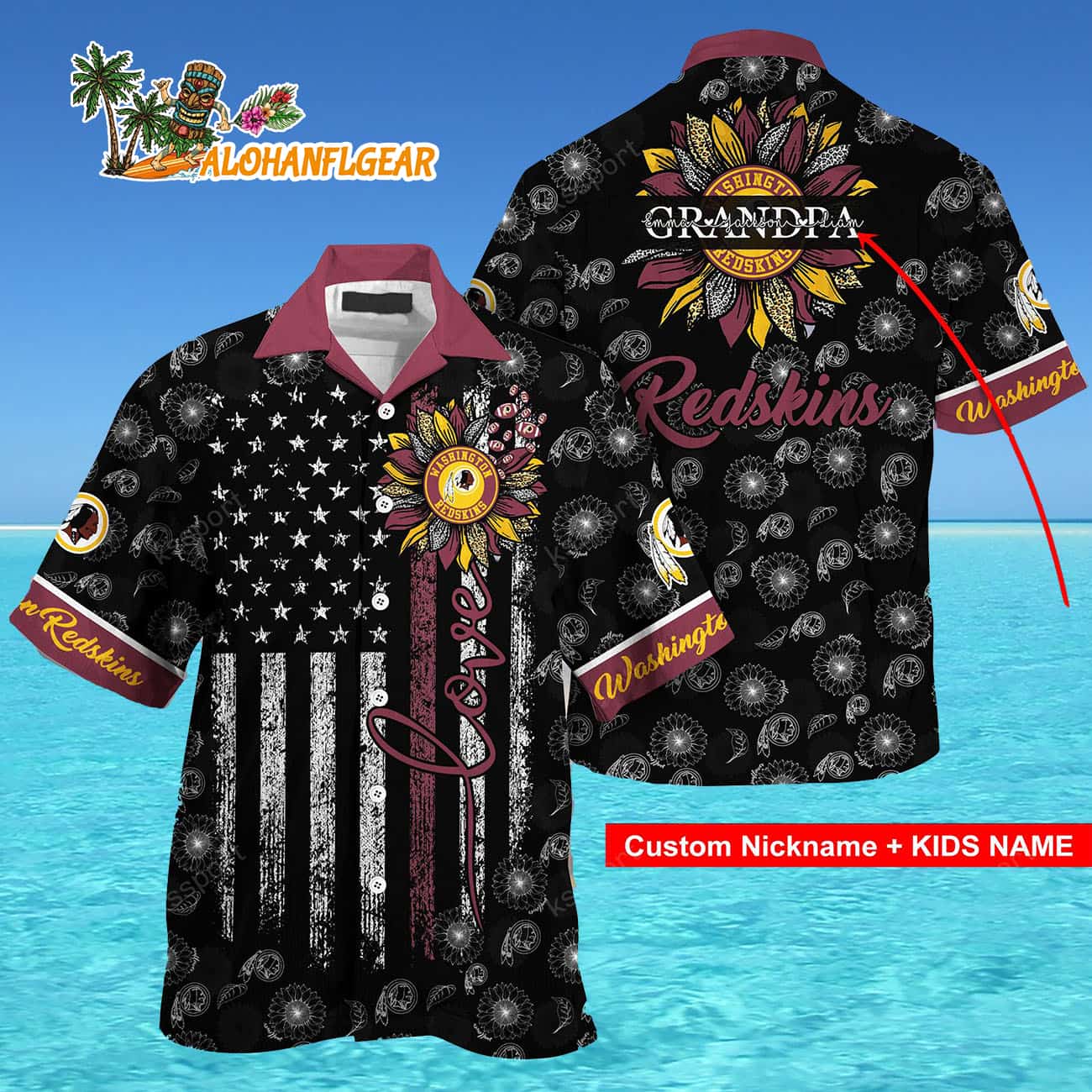 Personalized Washington Commanders Sunflower For Mother Day Father Day Hawaiian Shirt Personalized Washington Commanders Sunflower For Mother Day Father Day Hawaiian Shirt