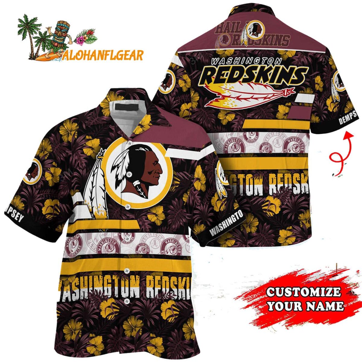 Personalized Washington Redskins Flower Summer Limited Hawaiian Shirt 1