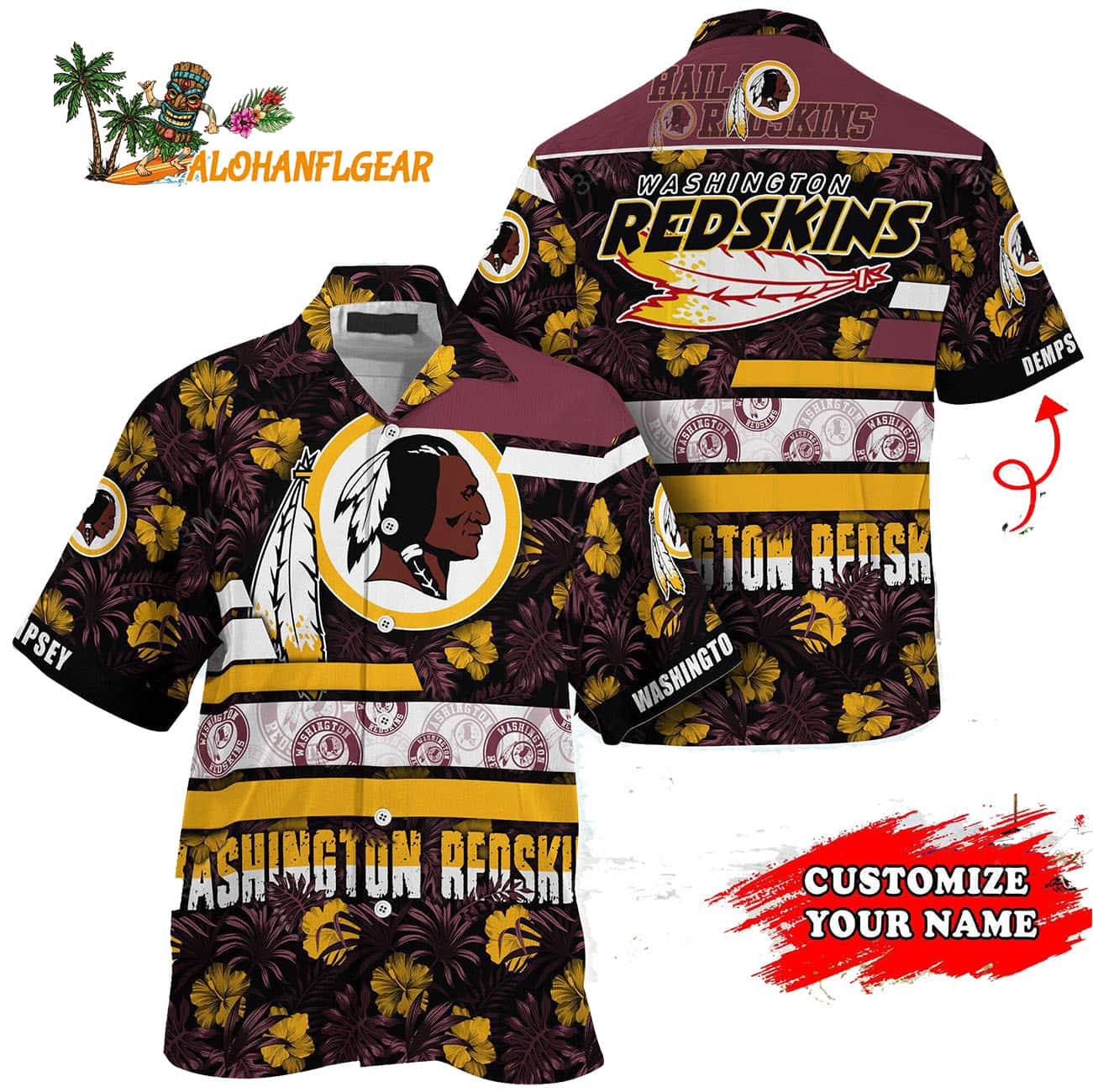 Personalized Washington Redskins Flower Summer Limited Hawaiian Shirt Personalized Washington Redskins Flower Summer Limited Hawaiian Shirt