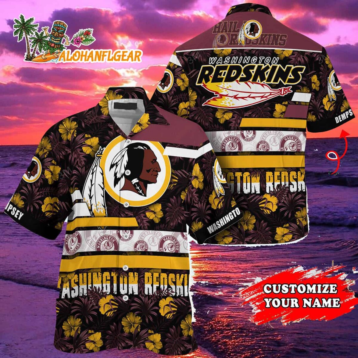 Personalized Washington Redskins Flower Summer Limited Hawaiian Shirt 2