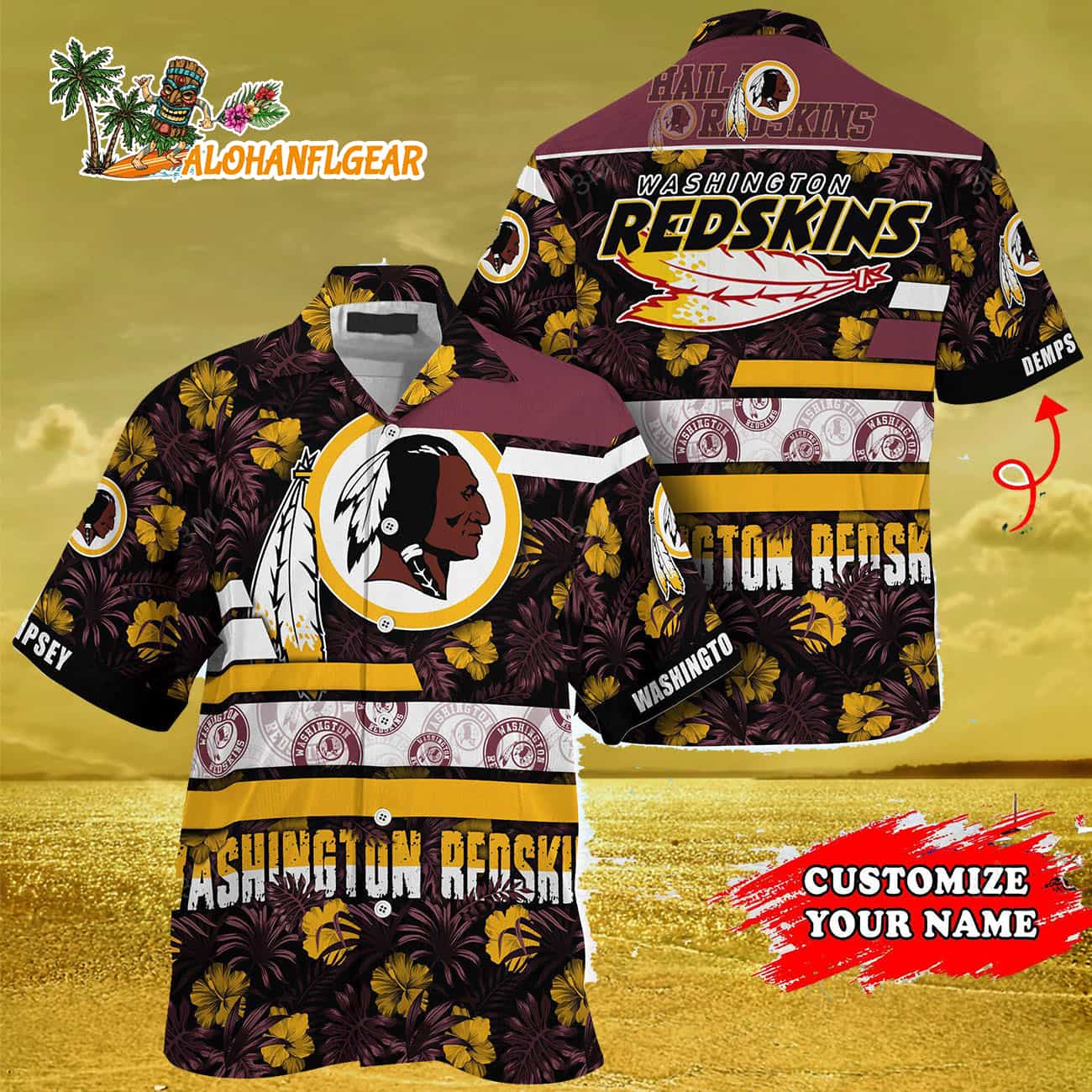 Personalized Washington Redskins Flower Summer Limited Hawaiian Shirt Personalized Washington Redskins Flower Summer Limited Hawaiian Shirt