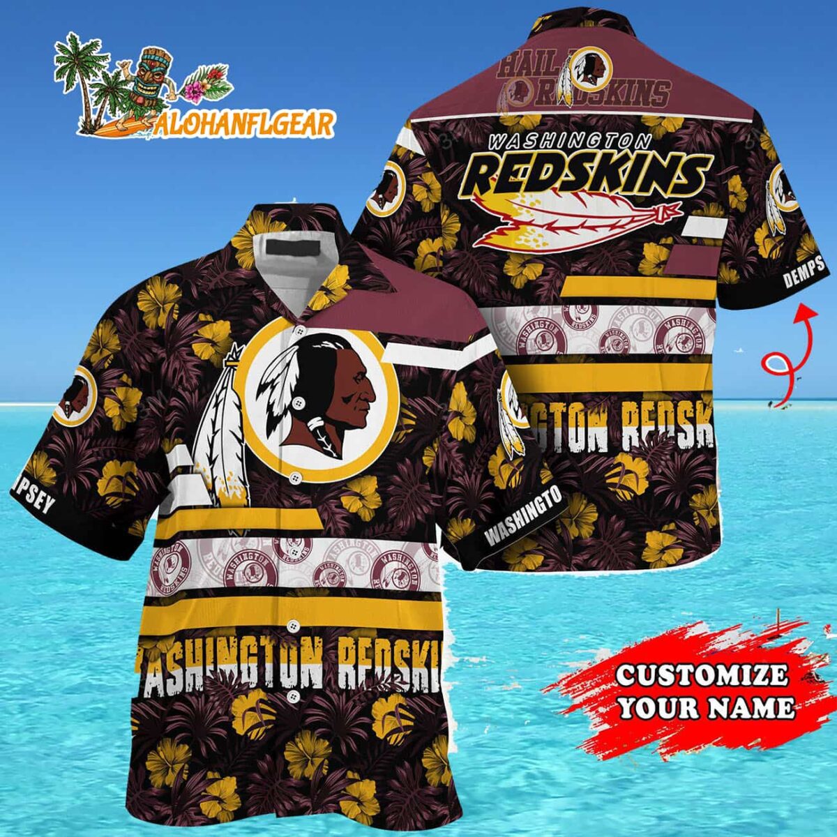 Personalized Washington Redskins Flower Summer Limited Hawaiian Shirt 4