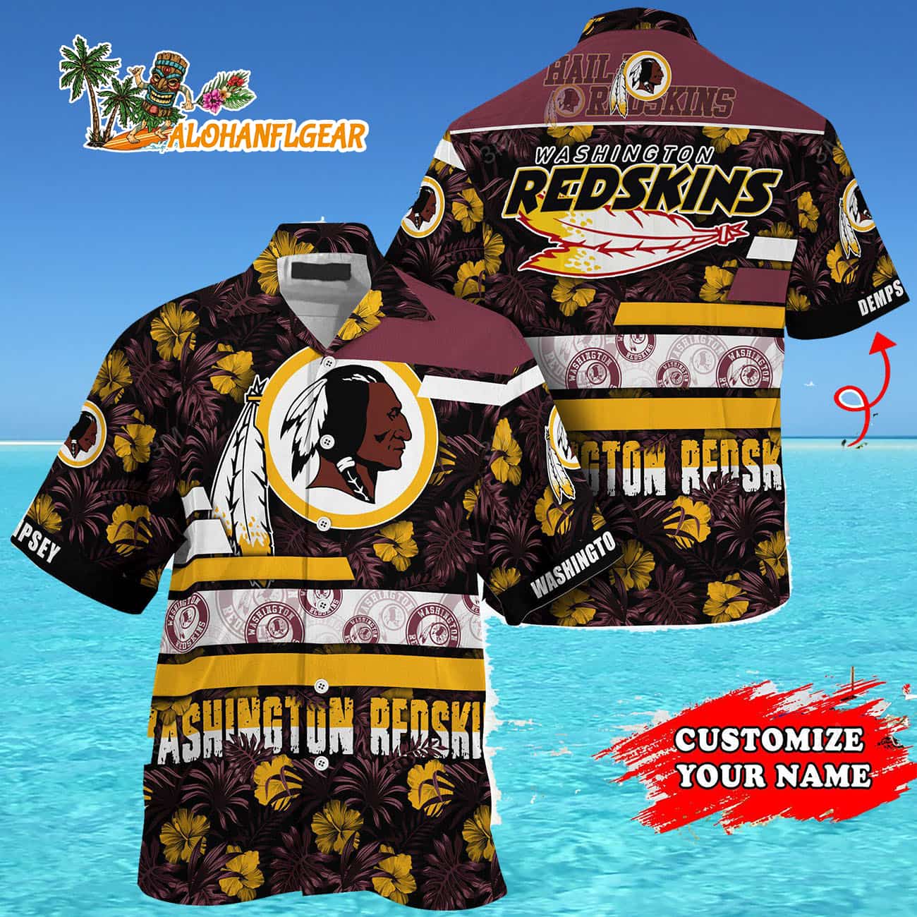 Personalized Washington Redskins Flower Summer Limited Hawaiian Shirt Personalized Washington Redskins Flower Summer Limited Hawaiian Shirt