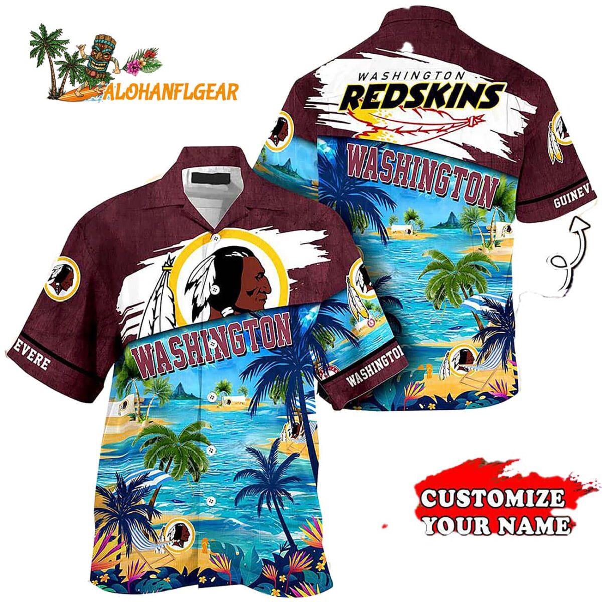 Personalized Washington Redskins Summer Button Up Hawaii Shirt 1
