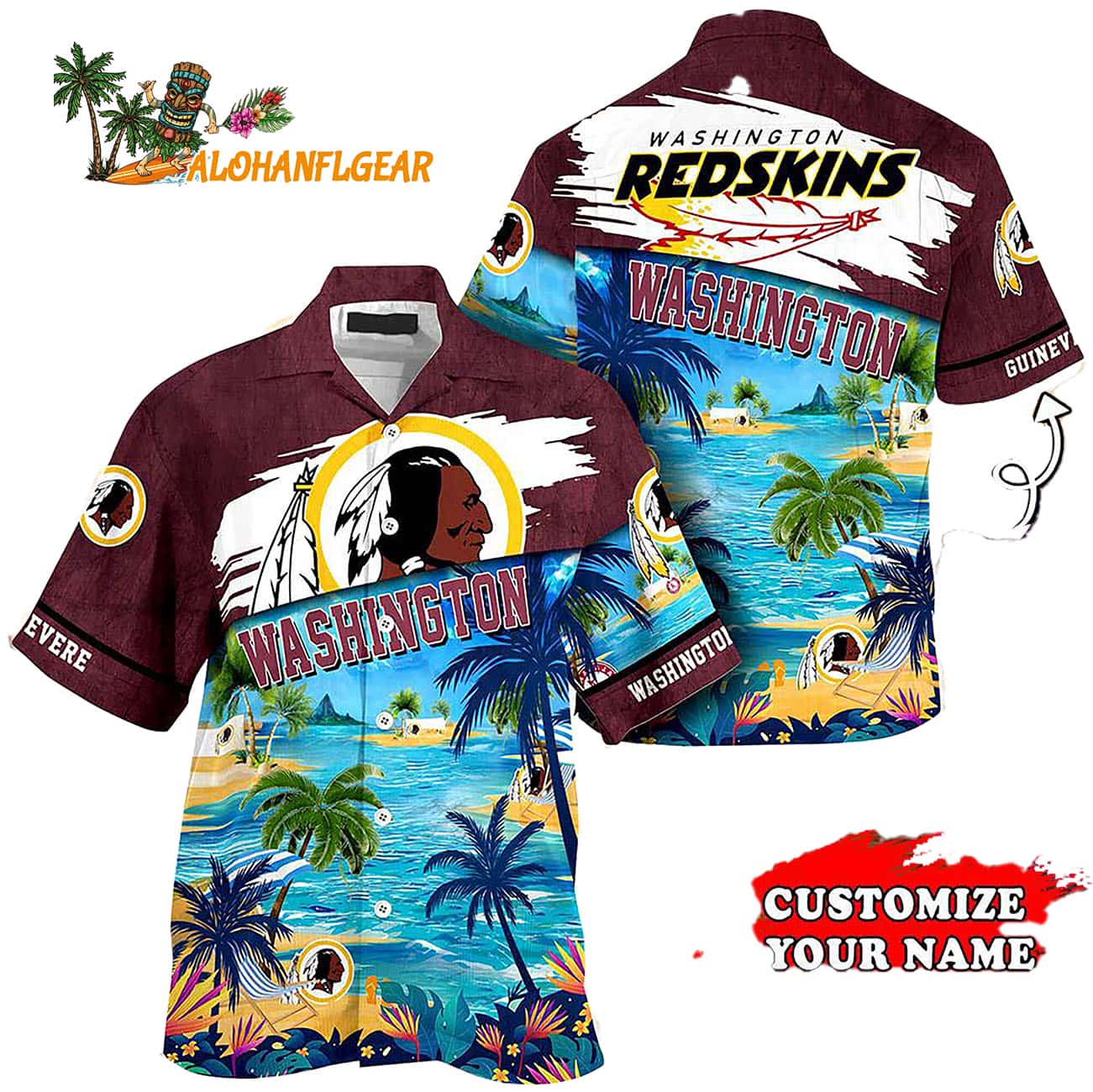 Personalized Washington Redskins Summer Button Up Hawaii Shirt Personalized Washington Redskins Summer Button Up Hawaii Shirt