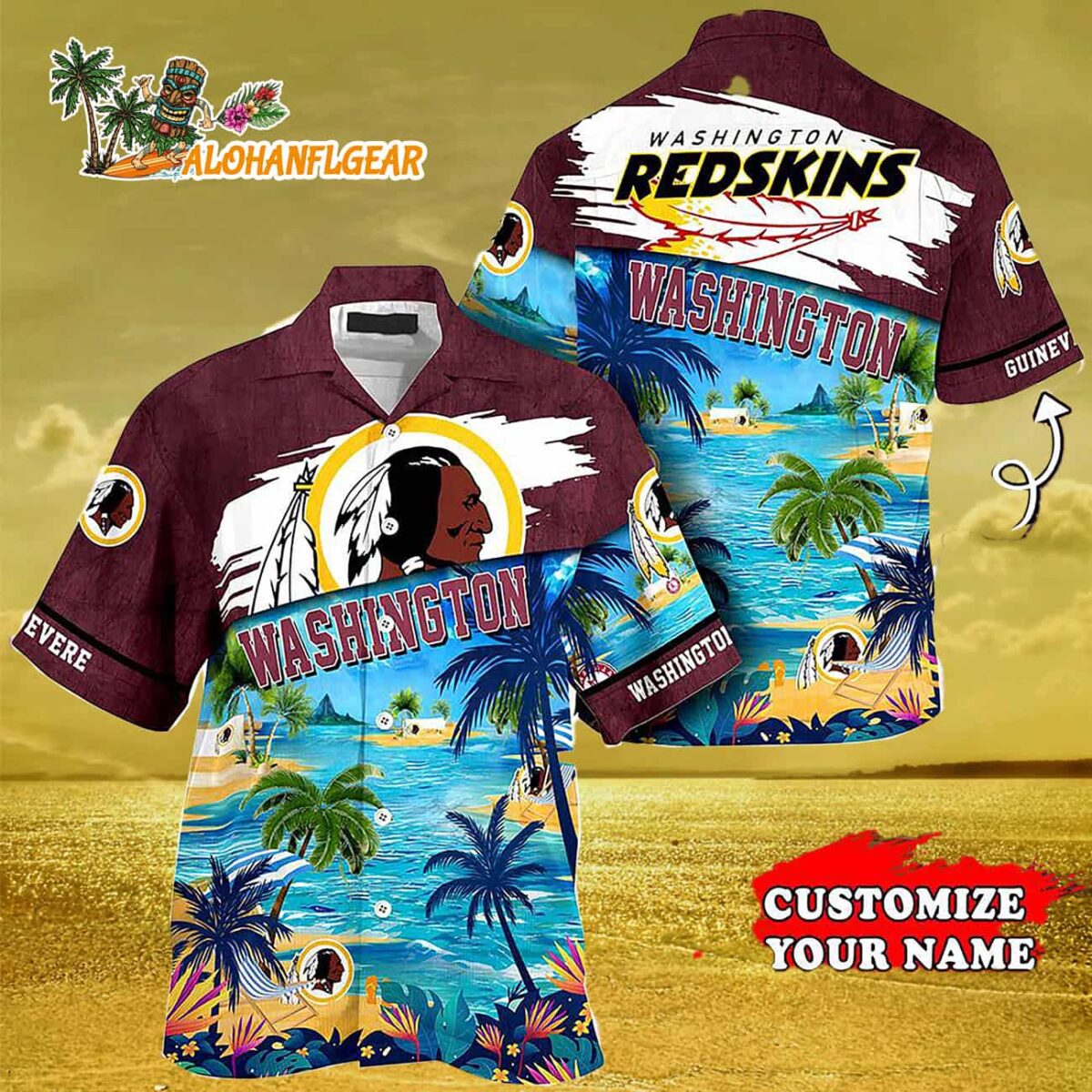 Personalized Washington Redskins Summer Button Up Hawaii Shirt 3
