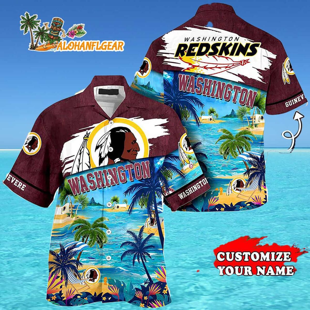Personalized Washington Redskins Summer Button Up Hawaii Shirt 4