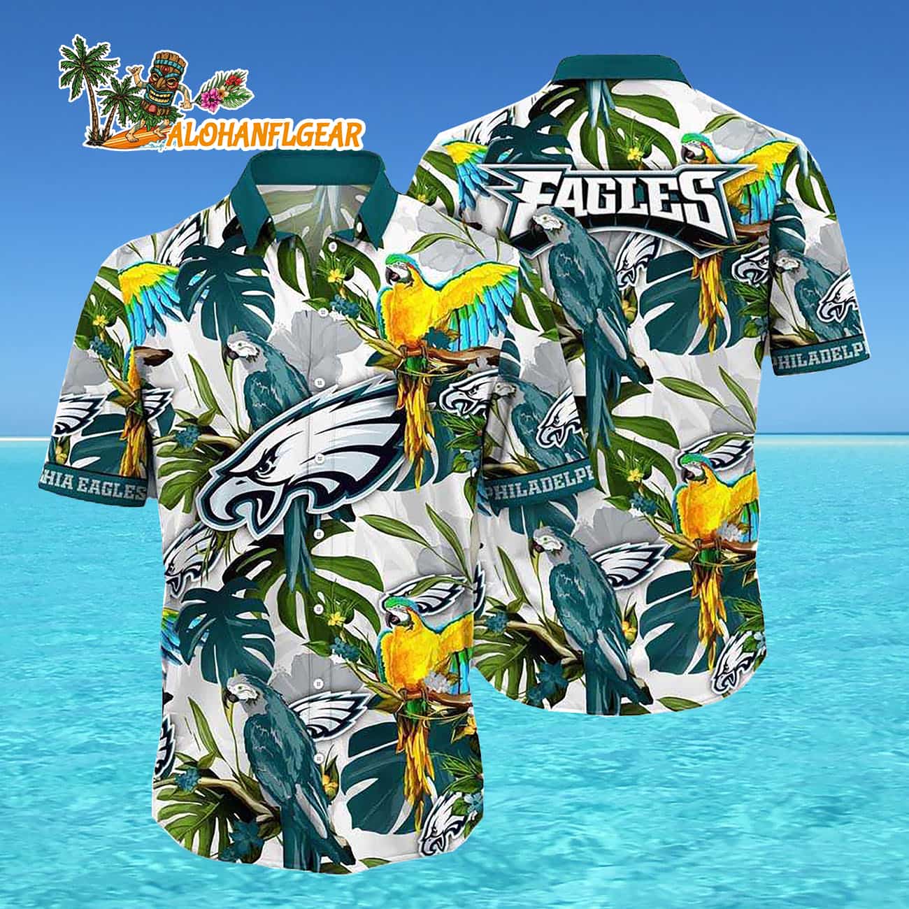 Philadelphia Eagles Parrots Tropical Flower Hawaiian Shirt Philadelphia Eagles Parrots Tropical Flower Hawaiian Shirt
