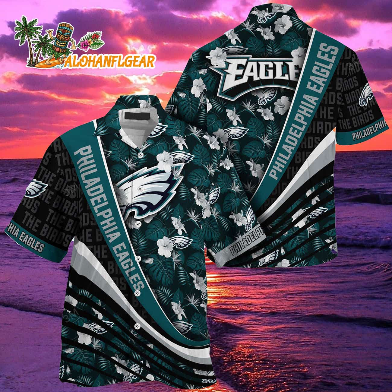 Philadelphia Eagles Summer Hawaii Shirt With Tropical Flower Pattern Philadelphia Eagles Summer Hawaii Shirt With Tropical Flower Pattern