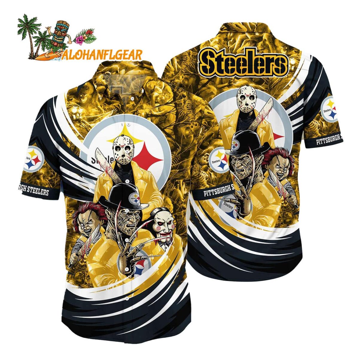 Pittsburgh Steelers Hawaiian Shirt Horror Movies Aloha Shirt 1