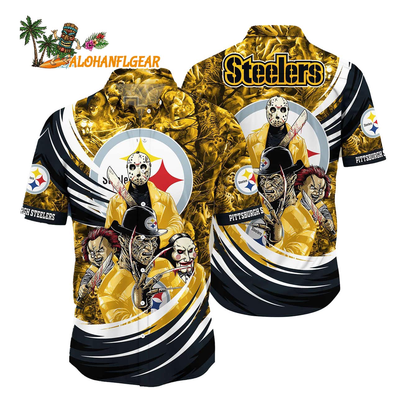 Pittsburgh Steelers Hawaiian Shirt Horror Movies Aloha Shirt Pittsburgh Steelers Hawaiian Shirt Horror Movies Aloha Shirt