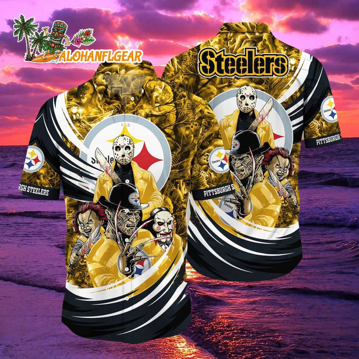 Pittsburgh Steelers Hawaiian Shirt Horror Movies Aloha Shirt 2