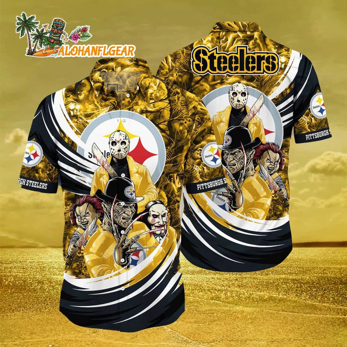 Pittsburgh Steelers Hawaiian Shirt Horror Movies Aloha Shirt 3