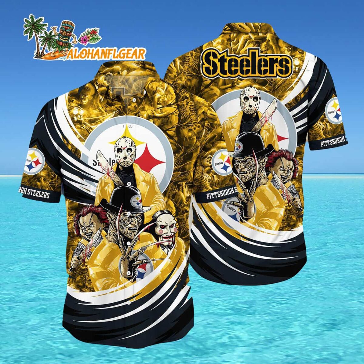 Pittsburgh Steelers Hawaiian Shirt Horror Movies Aloha Shirt 4