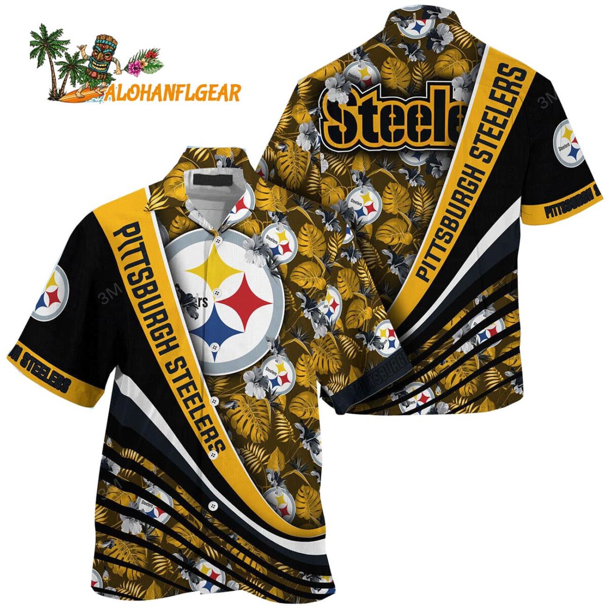 Pittsburgh Steelers Summer Hawaiin Shirt With Tropical Flower Pattern 1