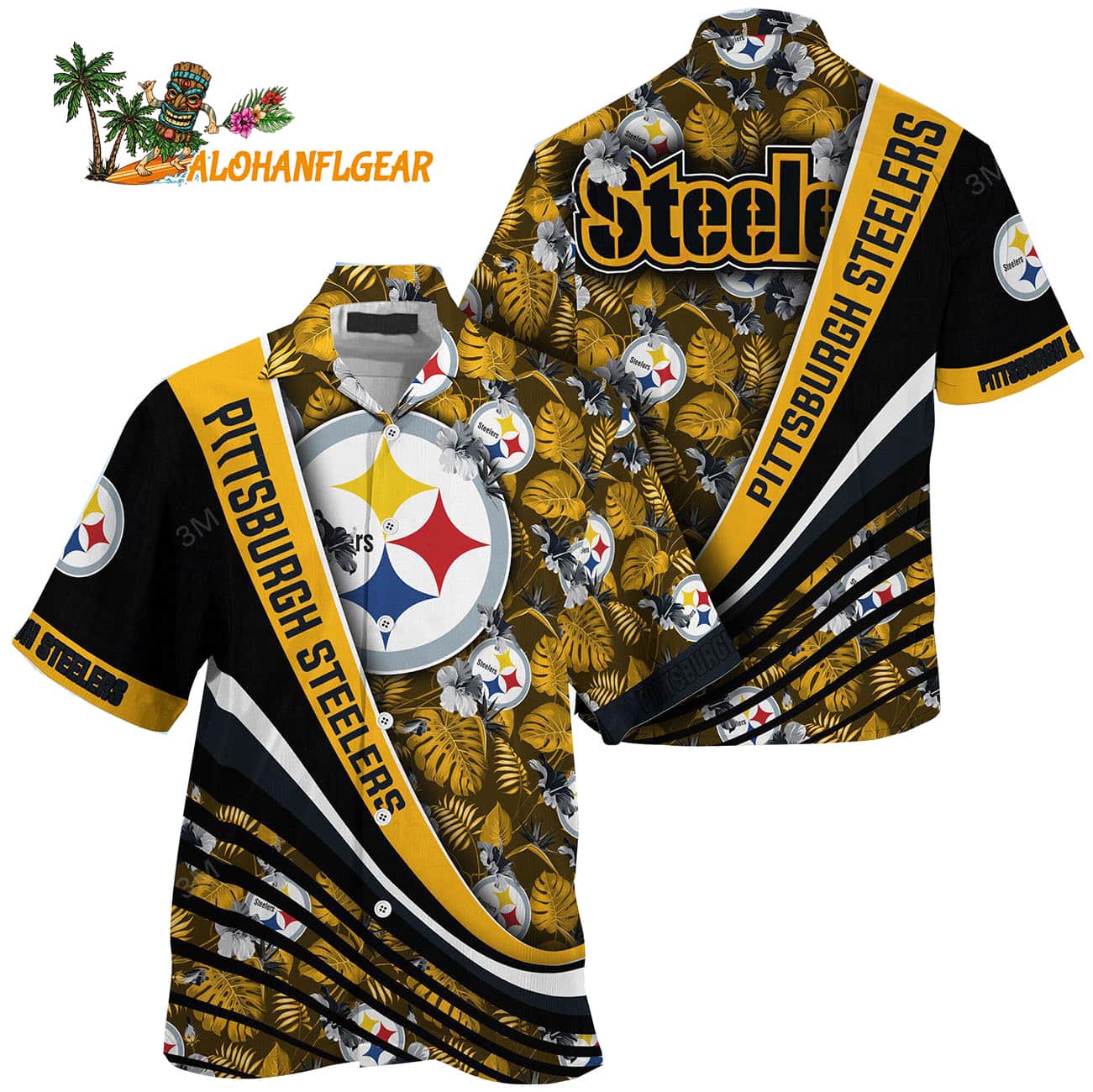 Pittsburgh Steelers Summer Hawaiin Shirt With Tropical Flower Pattern Pittsburgh Steelers Summer Hawaiin Shirt With Tropical Flower Pattern