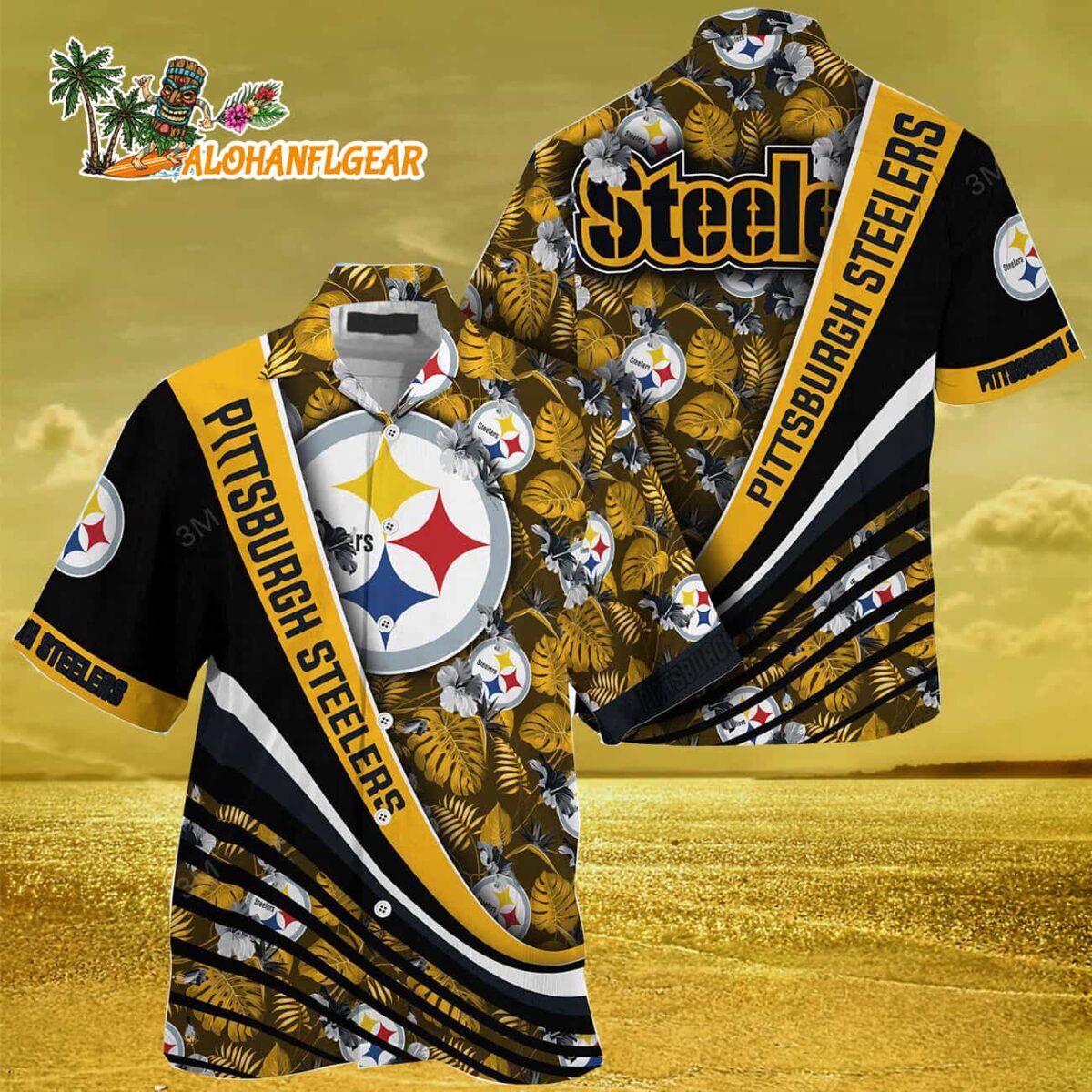 Pittsburgh Steelers Summer Hawaiin Shirt With Tropical Flower Pattern 3