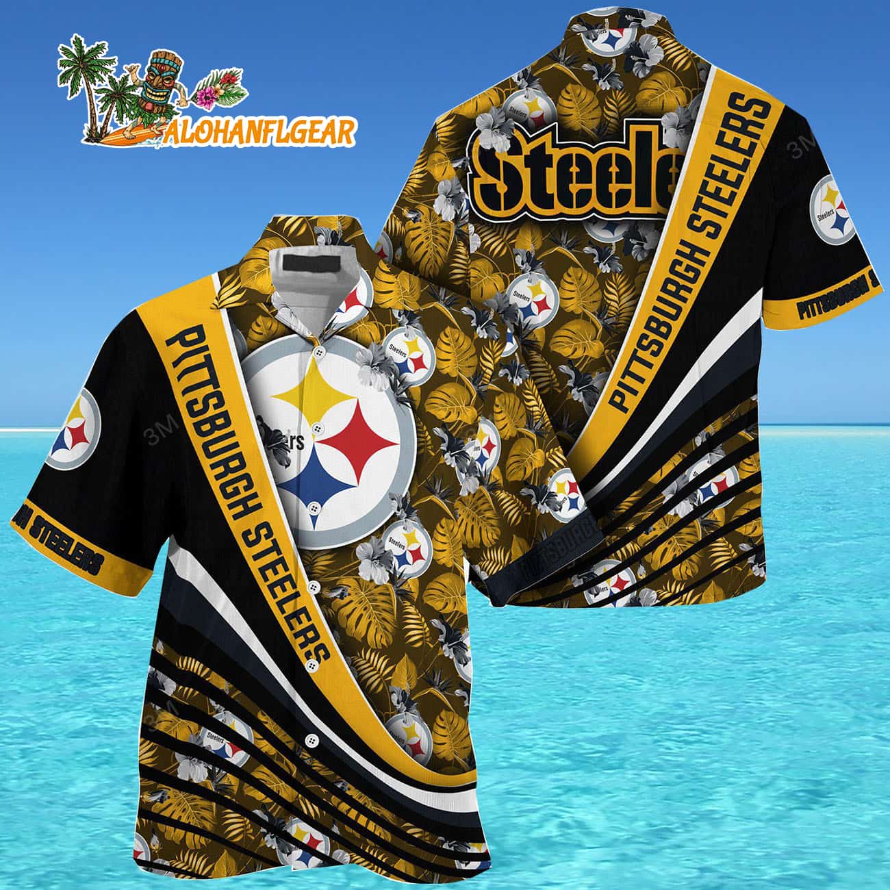 Pittsburgh Steelers Summer Hawaiin Shirt With Tropical Flower Pattern Pittsburgh Steelers Summer Hawaiin Shirt With Tropical Flower Pattern