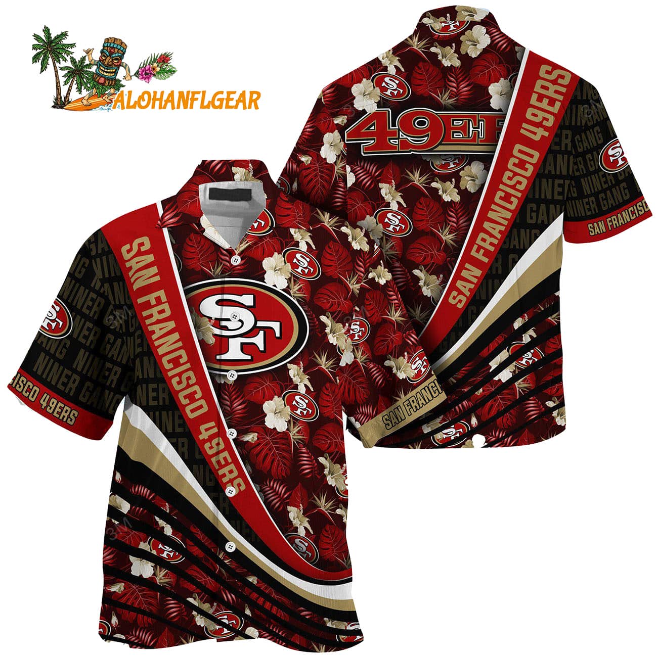 San Francisco 49ers Summer Hawaii Shirt With Tropical Flower Pattern San Francisco 49ers Summer Hawaii Shirt With Tropical Flower Pattern