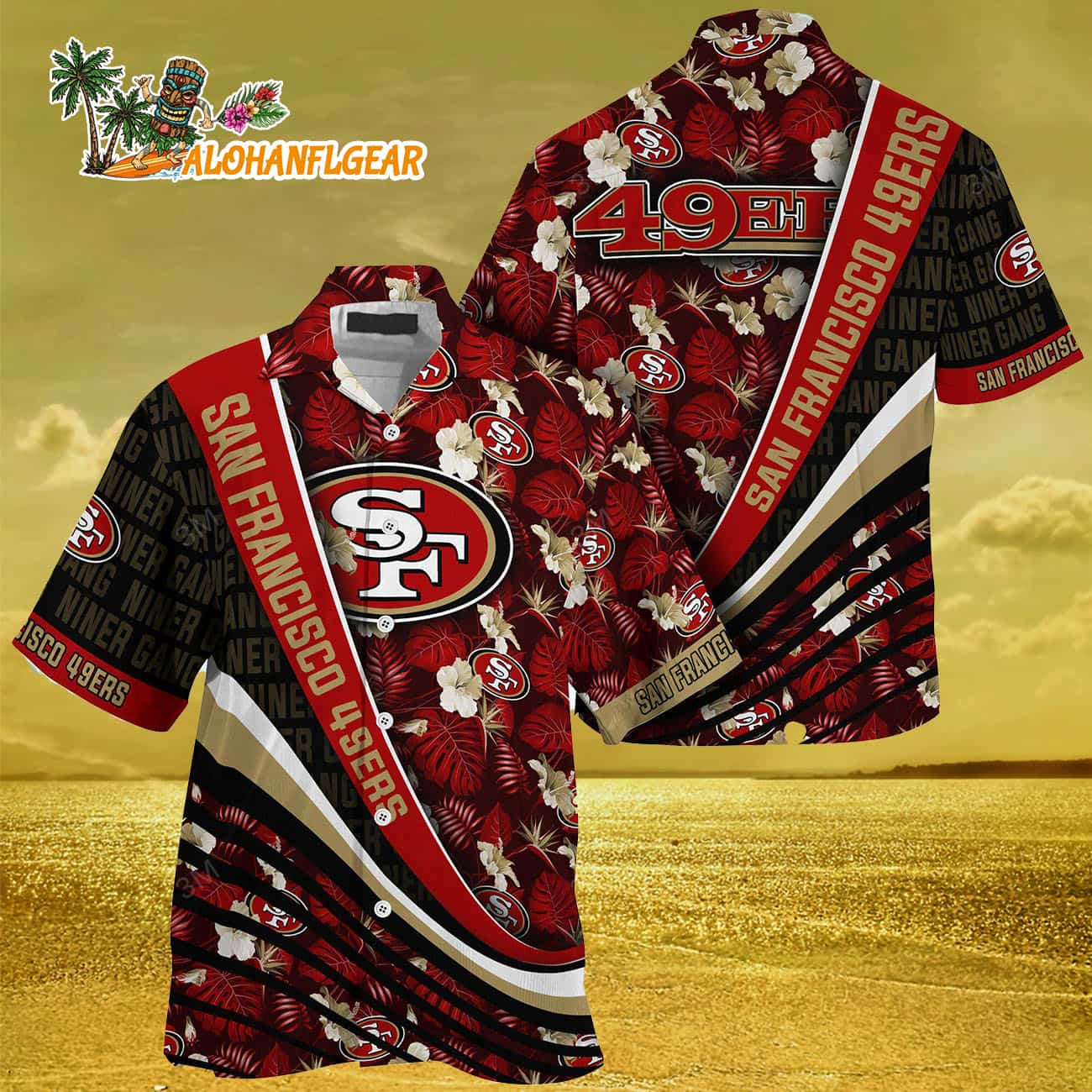 San Francisco 49ers Summer Hawaii Shirt With Tropical Flower Pattern San Francisco 49ers Summer Hawaii Shirt With Tropical Flower Pattern