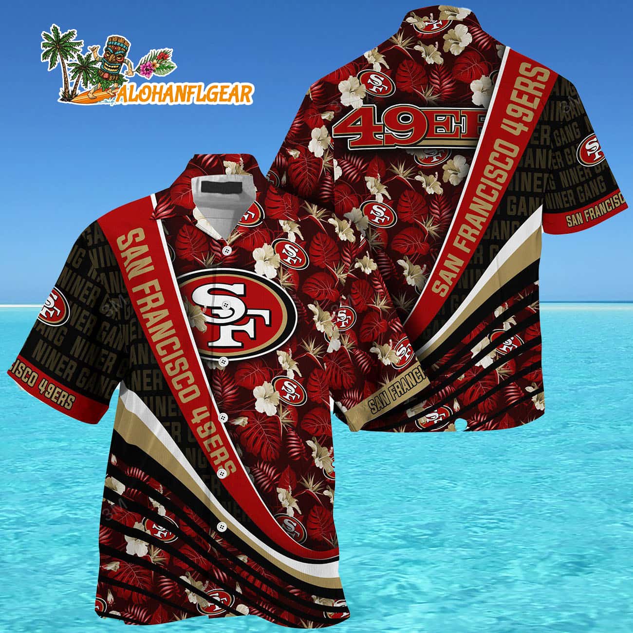 San Francisco 49ers Summer Hawaii Shirt With Tropical Flower Pattern San Francisco 49ers Summer Hawaii Shirt With Tropical Flower Pattern