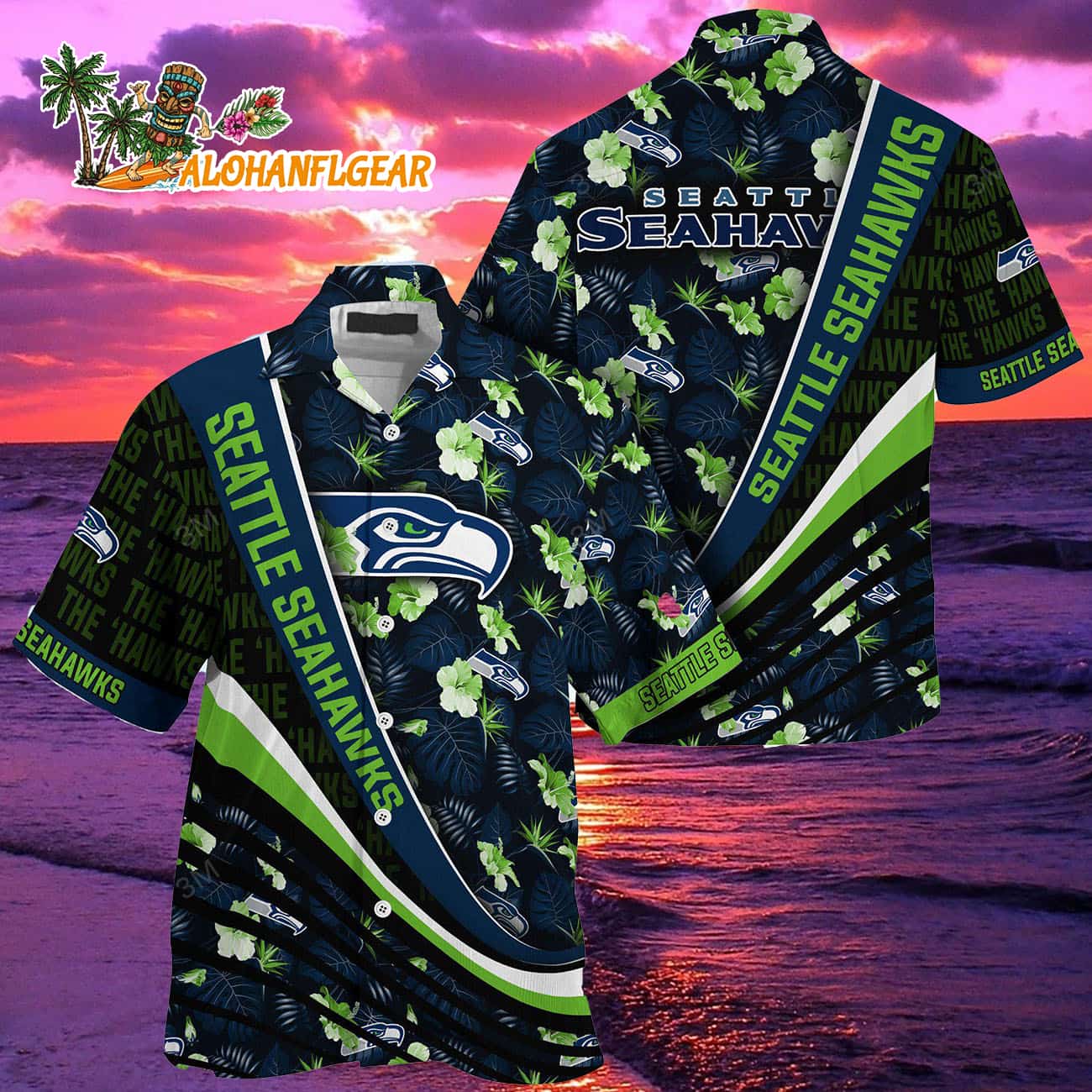Seattle Seahawks Summer Hawaii Shirt With Tropical Flower Pattern Seattle Seahawks Summer Hawaii Shirt With Tropical Flower Pattern