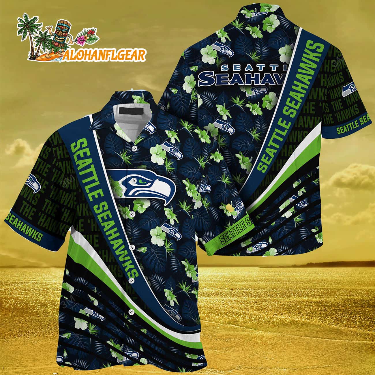 Seattle Seahawks Summer Hawaii Shirt With Tropical Flower Pattern Seattle Seahawks Summer Hawaii Shirt With Tropical Flower Pattern
