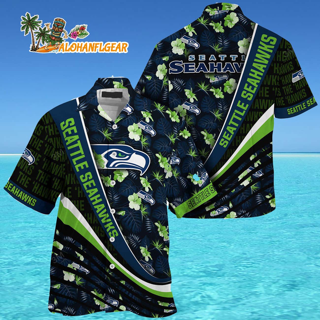Seattle Seahawks Summer Hawaii Shirt With Tropical Flower Pattern Seattle Seahawks Summer Hawaii Shirt With Tropical Flower Pattern