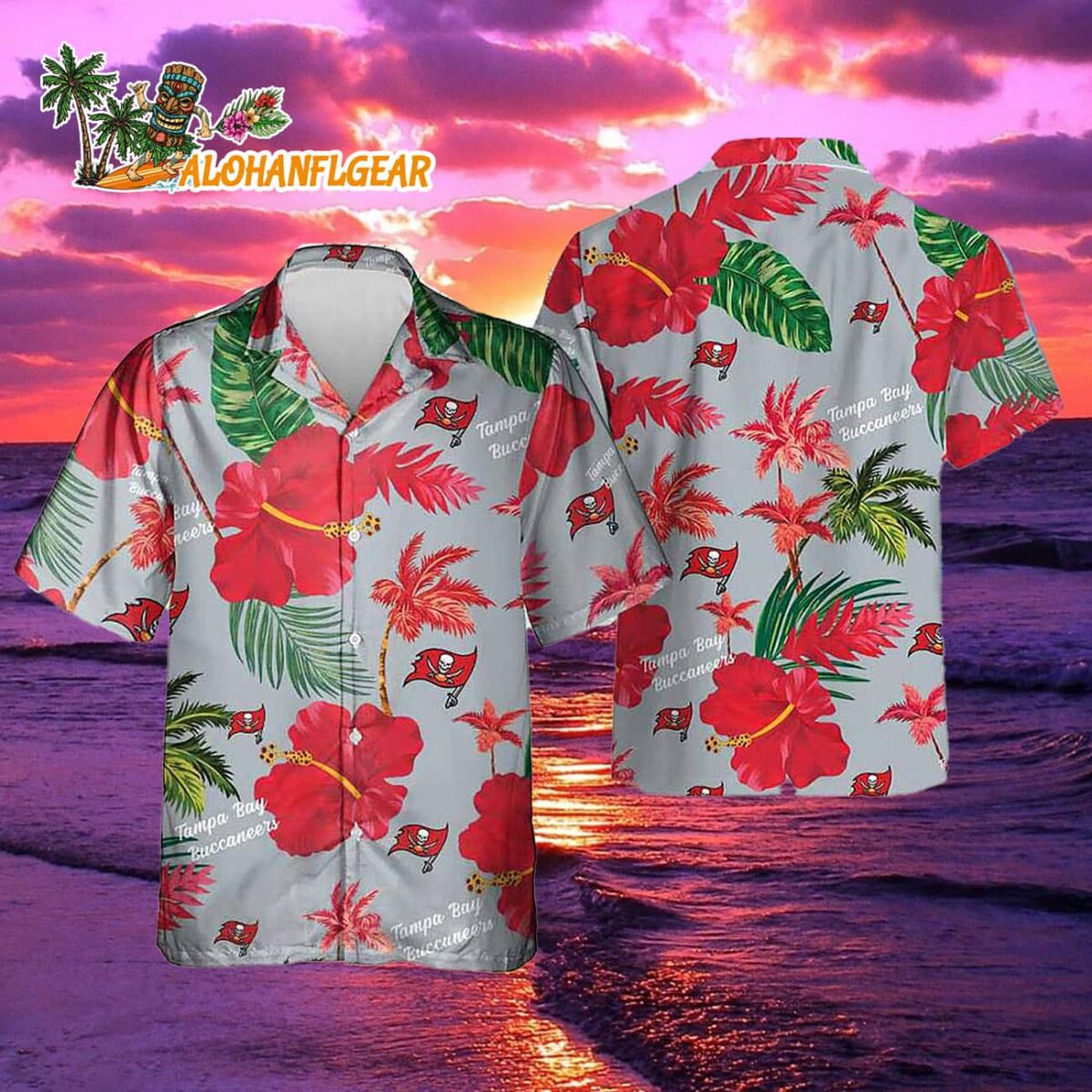 Tampa Bay Buccaneers Color Hibiscus Button Up Hawaiian Shirt 2