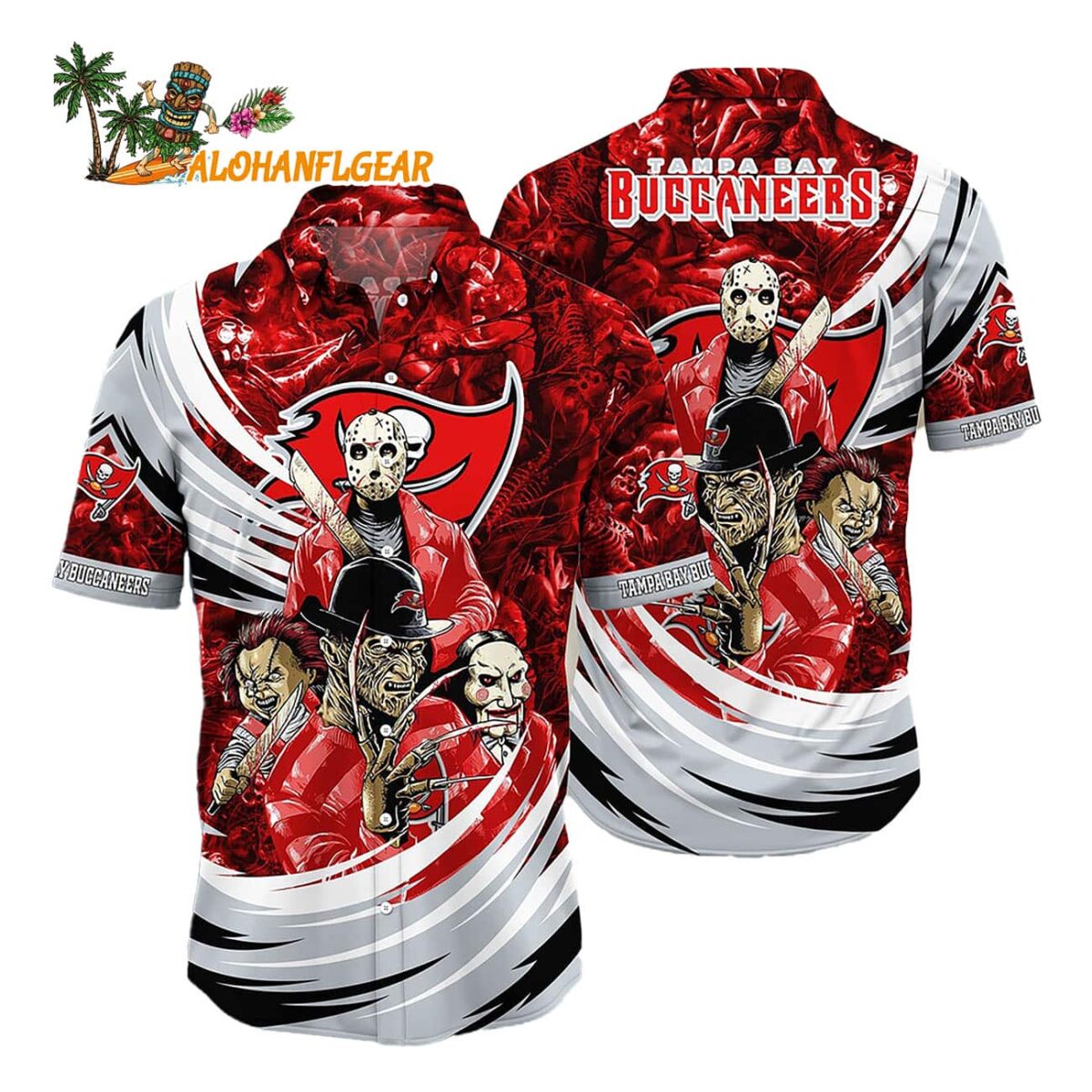 Tampa Bay Buccaneers Halloween Horror Movie Characters Hawaiian Shirt 1