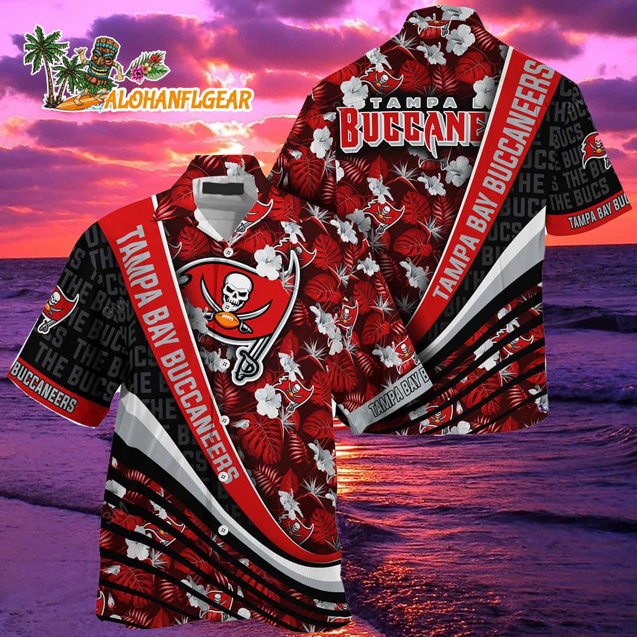Tampa Bay Buccaneers Summer Hawaii Shirt With Tropical Flower Pattern Tampa Bay Buccaneers Summer Hawaii Shirt With Tropical Flower Pattern