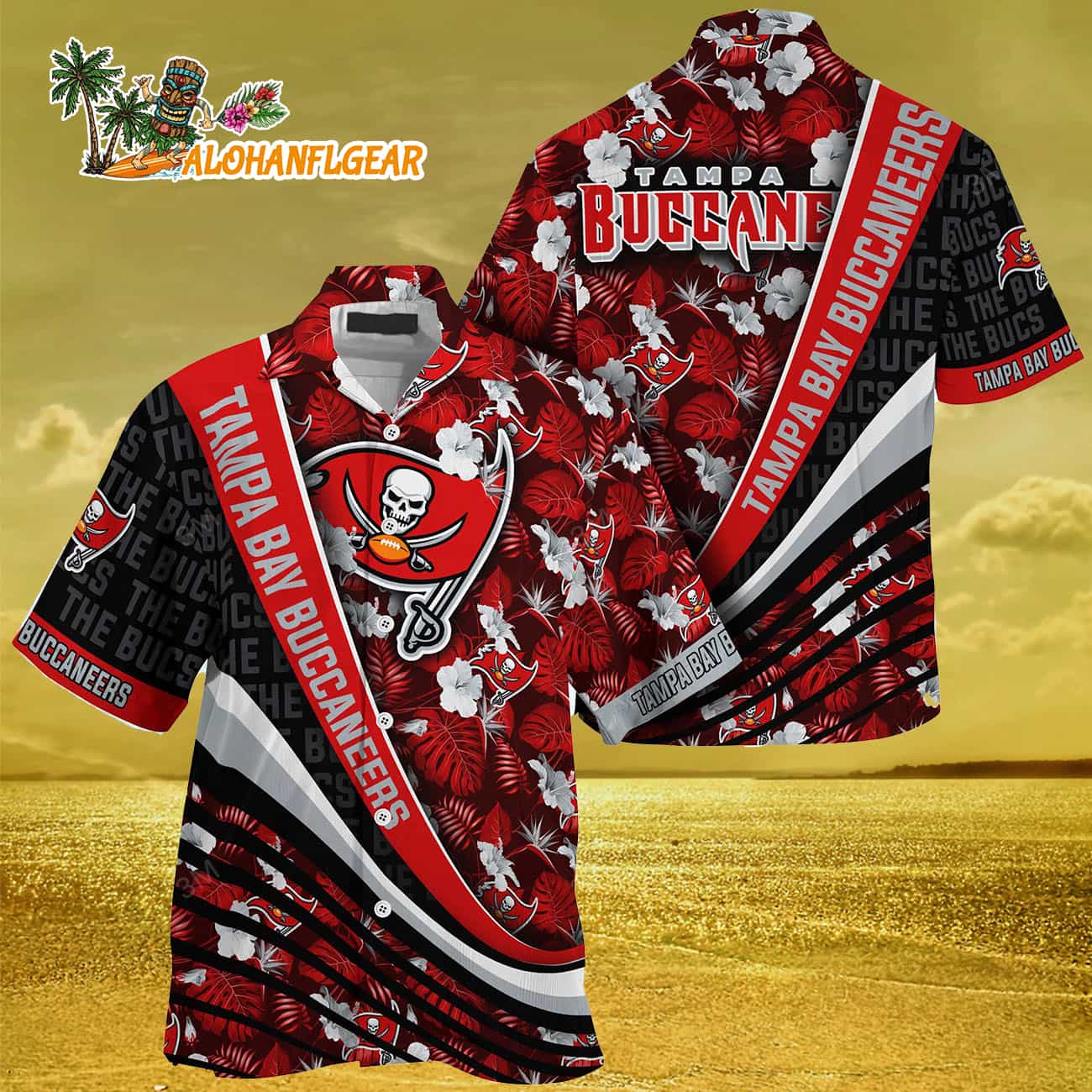 Tampa Bay Buccaneers Summer Hawaii Shirt With Tropical Flower Pattern Tampa Bay Buccaneers Summer Hawaii Shirt With Tropical Flower Pattern